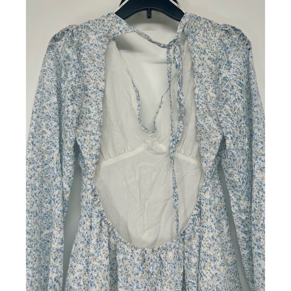 Lulus Happy Feelings White Floral Print Backless Mini Dress Size L - Picture 7 of 9